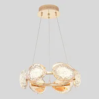 Люстра подвесная с пультом FELICIDAD SP48W Crystal Lux прозрачная на 1 лампу, основание золотое в стиле современный Люстра подвесная с пультом FELICIDAD SP48W Crystal Lux прозрачная на 1 лампу, основание золотое в стиле современный